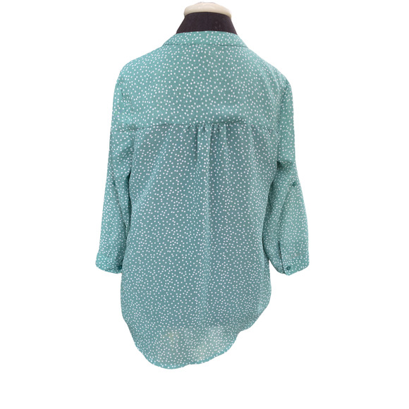 Maurices mint green with polka dots sheer blouse - Picture 3 of 6